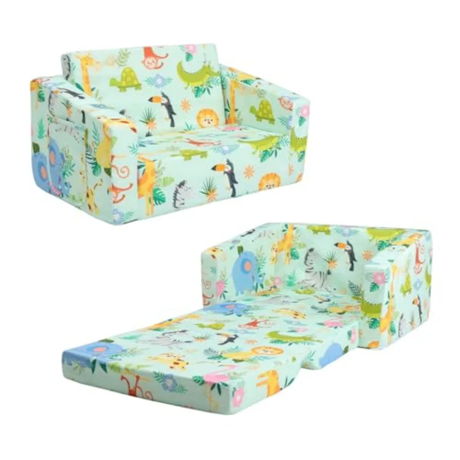 

Foldable Sofas Couch 2 in 1 Convertible Sofa to Lounger Flip Open Toddlers Sofa Bed