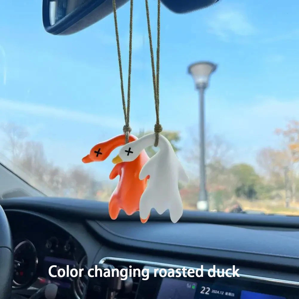 Color Change Duck Car Ornament Decoration, Roast Duck Pendant Swing Duck Auto Hood Decoration Duck Rear View Mirror Accessories view 3