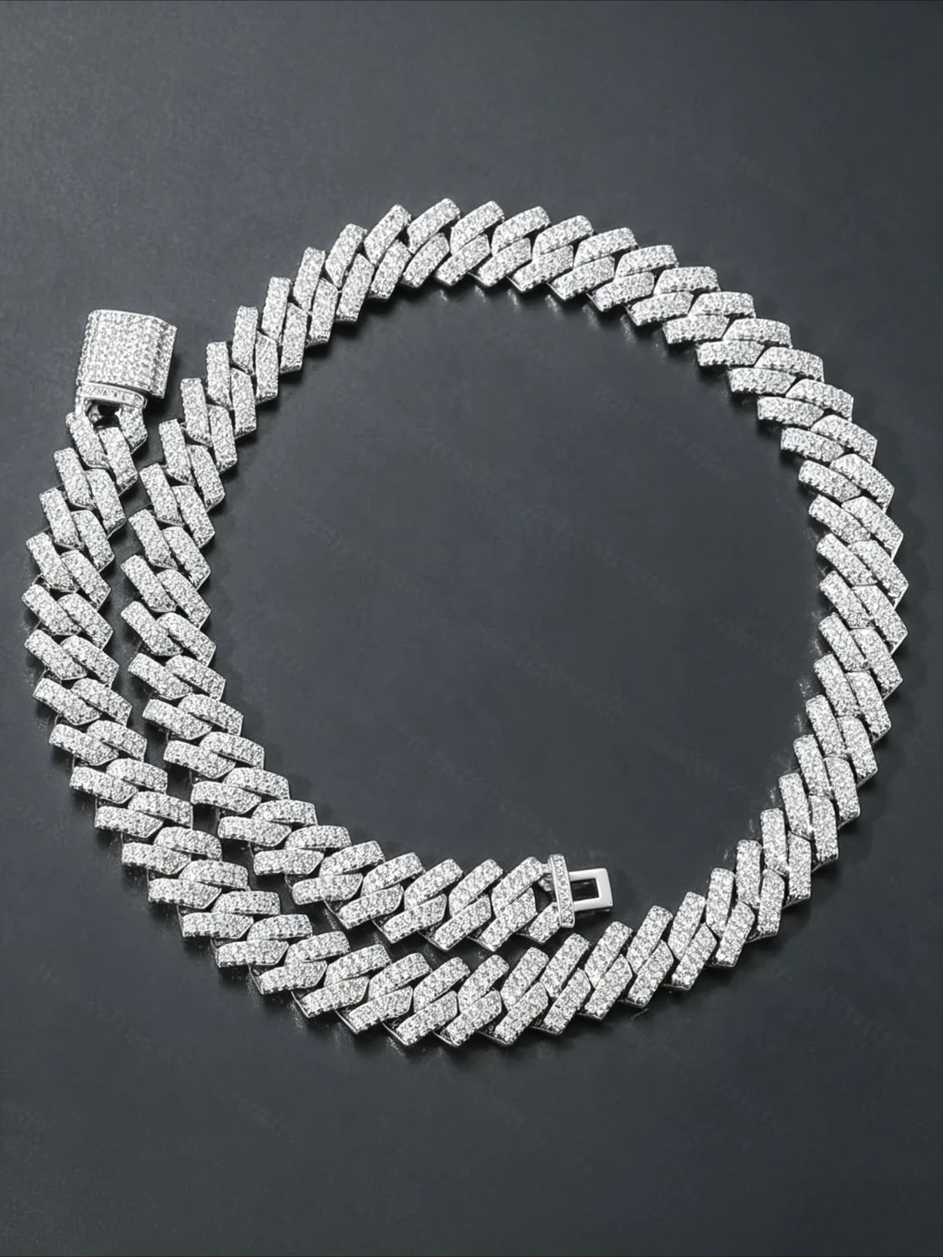 Cuban Chain 14mm Double Row Hip Hop VVS Chilled Cuban Chain Full of Diamonds, Full of Diamonds Shine Eye-catching,