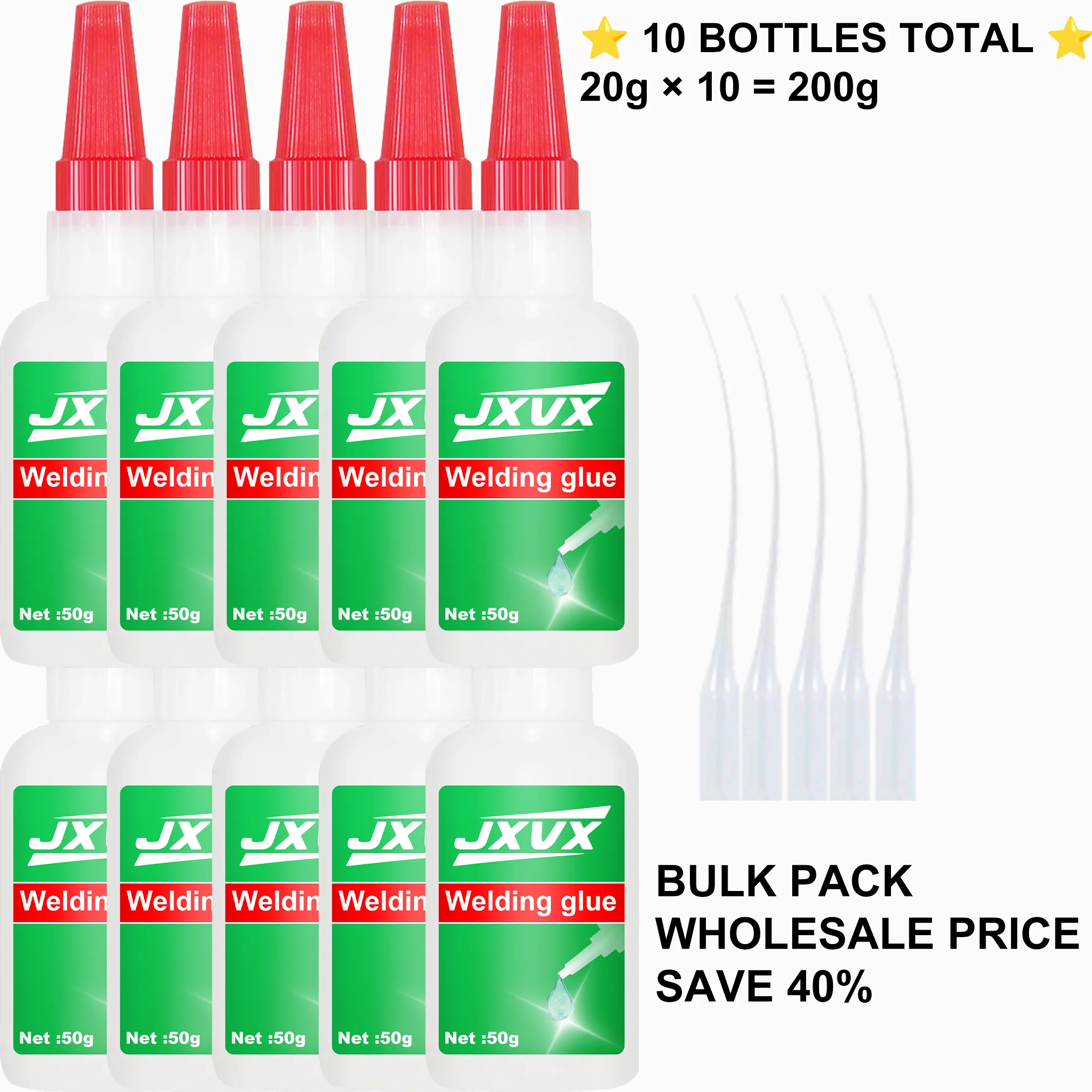 jxvx-oil-based-glue-50g-10pcs-set-strong-waterproof-multi-surface-adhesive-industrial-gap-filling-long-lasting-repair-kit