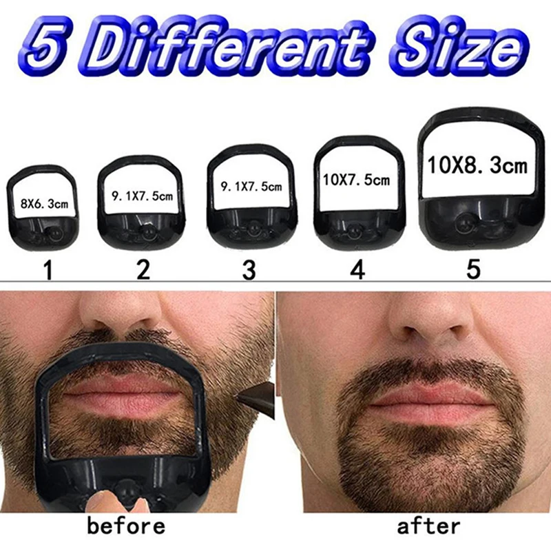 5Pcs/set Men Beard Styling Tool Men Beard Goatee Shaving Template Beard Shaving Face Care Modeling Grooming Gift 5 Sizes