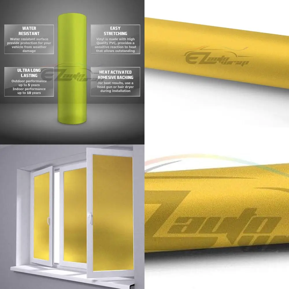

48 x 84 Frosted Yellow Glass Window Film for Privacy - Waterproof, Peel & Stick, Includes Tool Kit