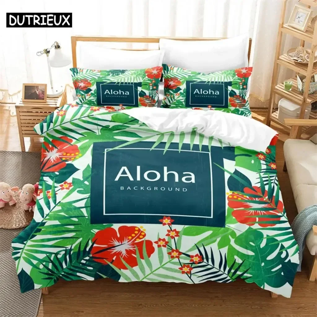 

New 3D Print Tropical Green Plant Bedding Set Single Twin Double Queen King Cal King Size Bed Linen Set