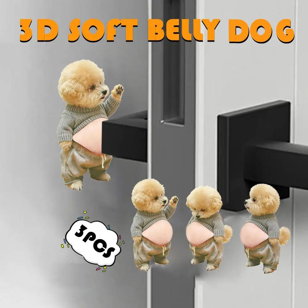 

3D-наклейки на живот собаки-тедди Шиба-ину, милый щенок в оранжевом костюме на мягком розовом фоне, силиконовая самоклеящаяся наклейка