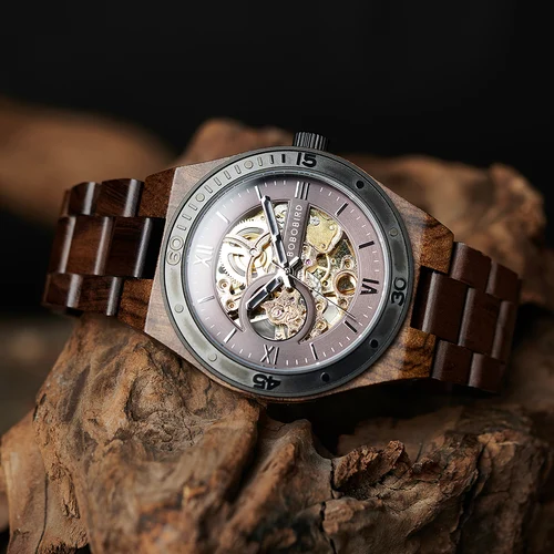 BOBO BIRD Relojes automáticos de los hombres de lujo de madera hueca reloj mecánico de moda masculina Soporte personalizado Dropshipping