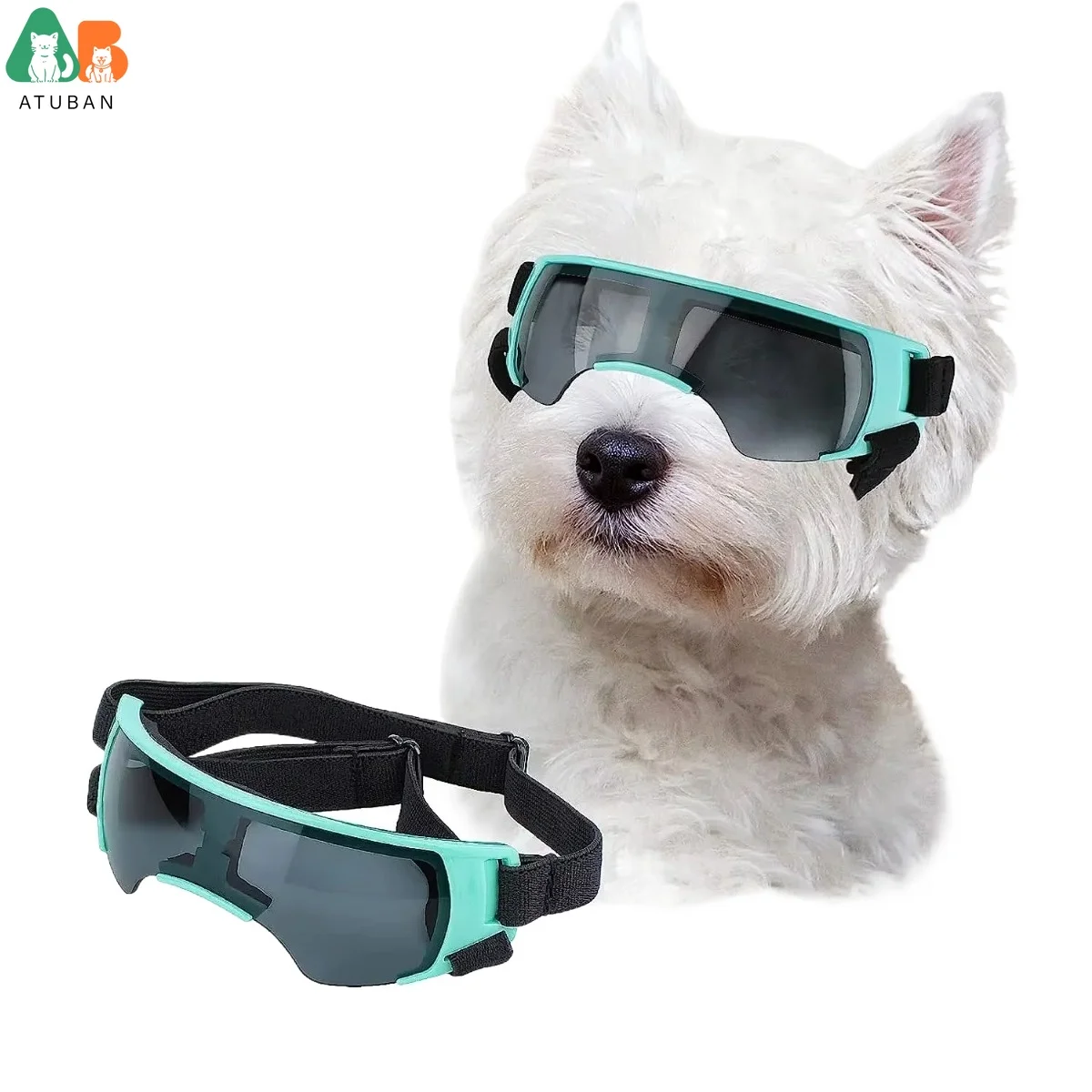 ATUBAN Dog Sunglasses Small Breed, Dog Goggles for Small Dogs Windproof Anti-UV Glasses for Dogs Outdoor Eye Protection, Blue