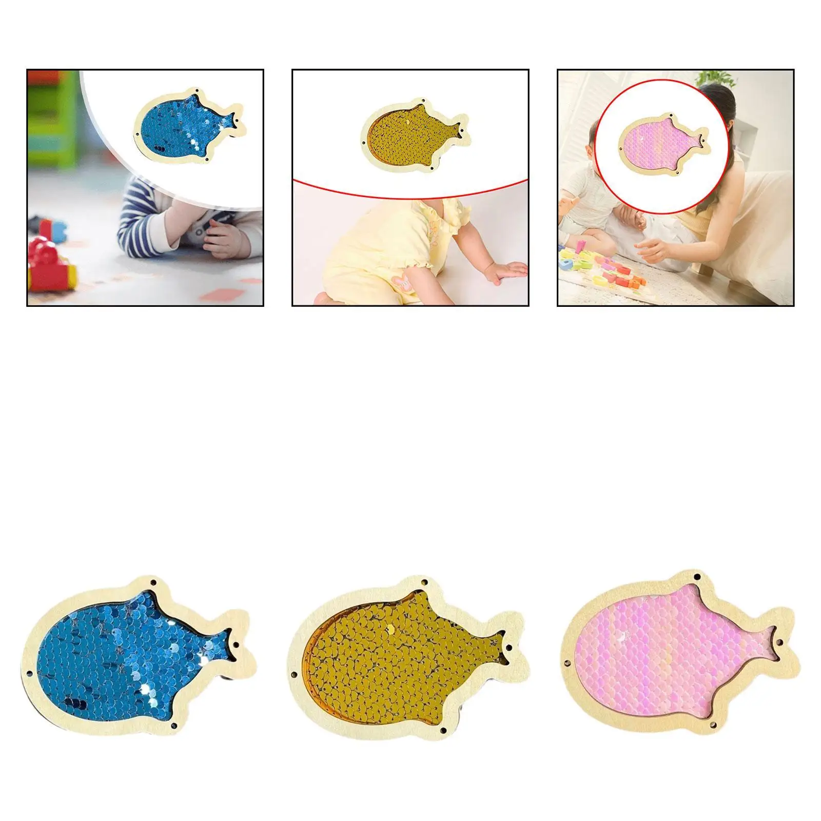 DIY Busy Board Part Fish Sequin Montessori Toy for Boys Girls Holiday Gift