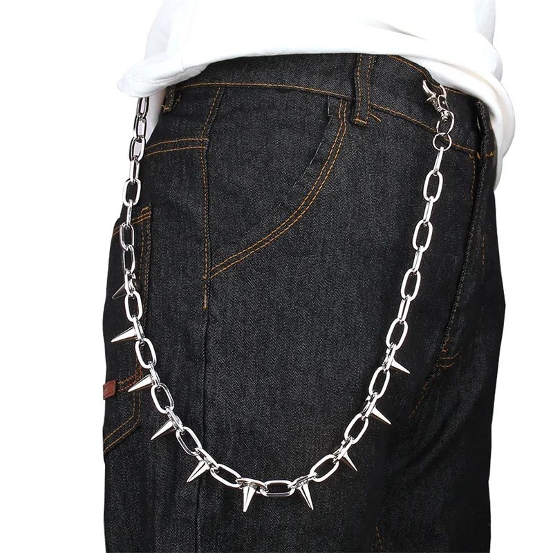 Cheap Punk Spike Rivet Tassel Keychain Jeans Decor Pants Chain Women Men Secure Wallet Key Chains Jewelry Gifts