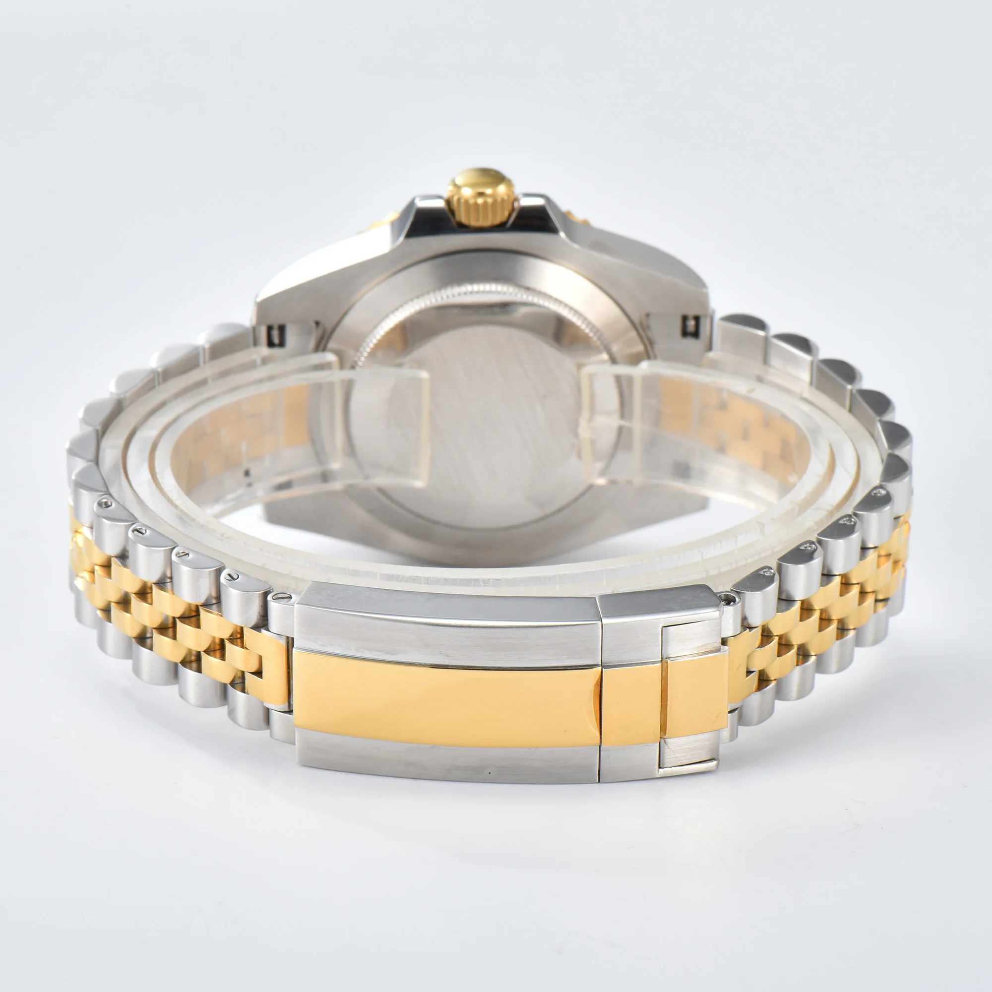 ساعات رجالية بشعار مخصص بقرص أسود أوتوماتيكي ، ساعات ميكانيكية GMTT ، حركة NH34 ، زجاج الياقوت ، فولاذ مقاوم للصدأ