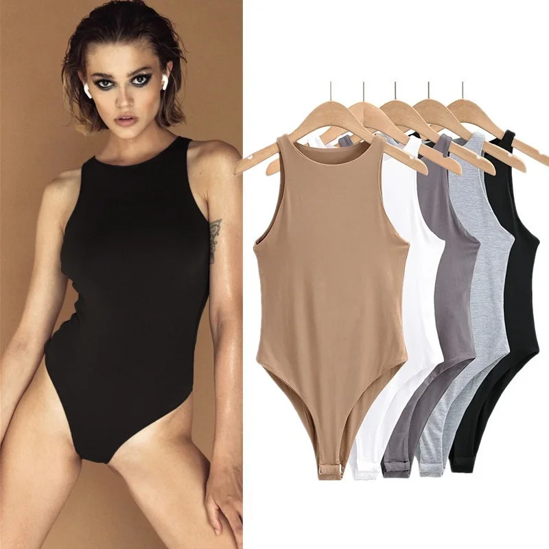 Lato Casual Playsuit kobiety body Ropa Mujer dół stałe cienkie kombinezony Sexy kombinezon typu Bodycon odzież damska Macacao Feminino