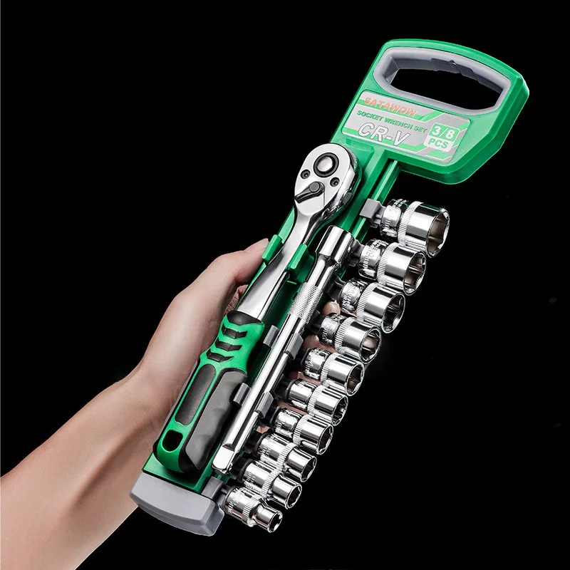 72 Tooth Ratchet Wrench Socket Set 12Pcs 1/4 3/8 1/2 Inch CR-V Quick Release Reversible Handle Automotive Motorcycle Repair