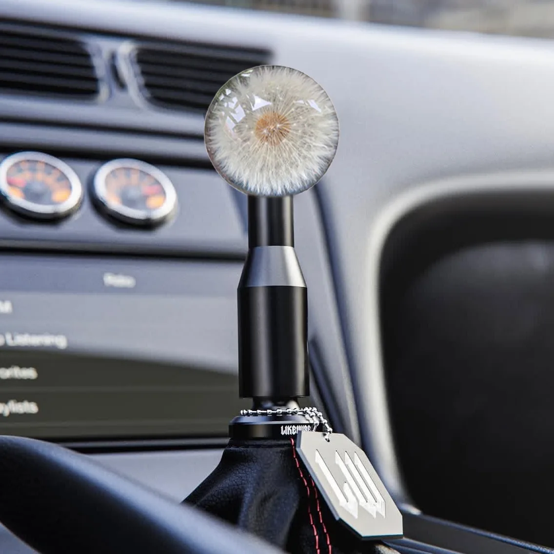 

Universal 54MM Racing Crystal Ball Dandelion Real Flowers Gear Shift Knob Head Transparent DIY Modification Car Accessories