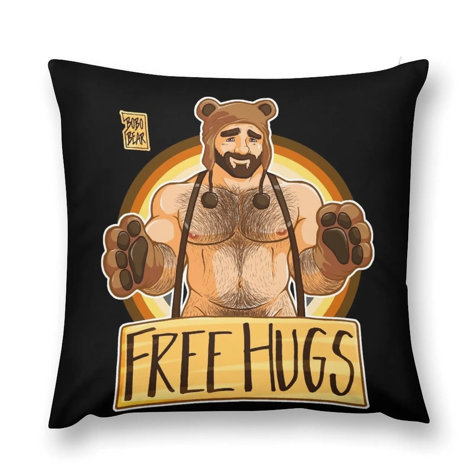 ADAM LIKES HUGS - BEAR PRIDE Throw Pillow Cushion Child pillow pillowcase Decorative pillowcase pillow