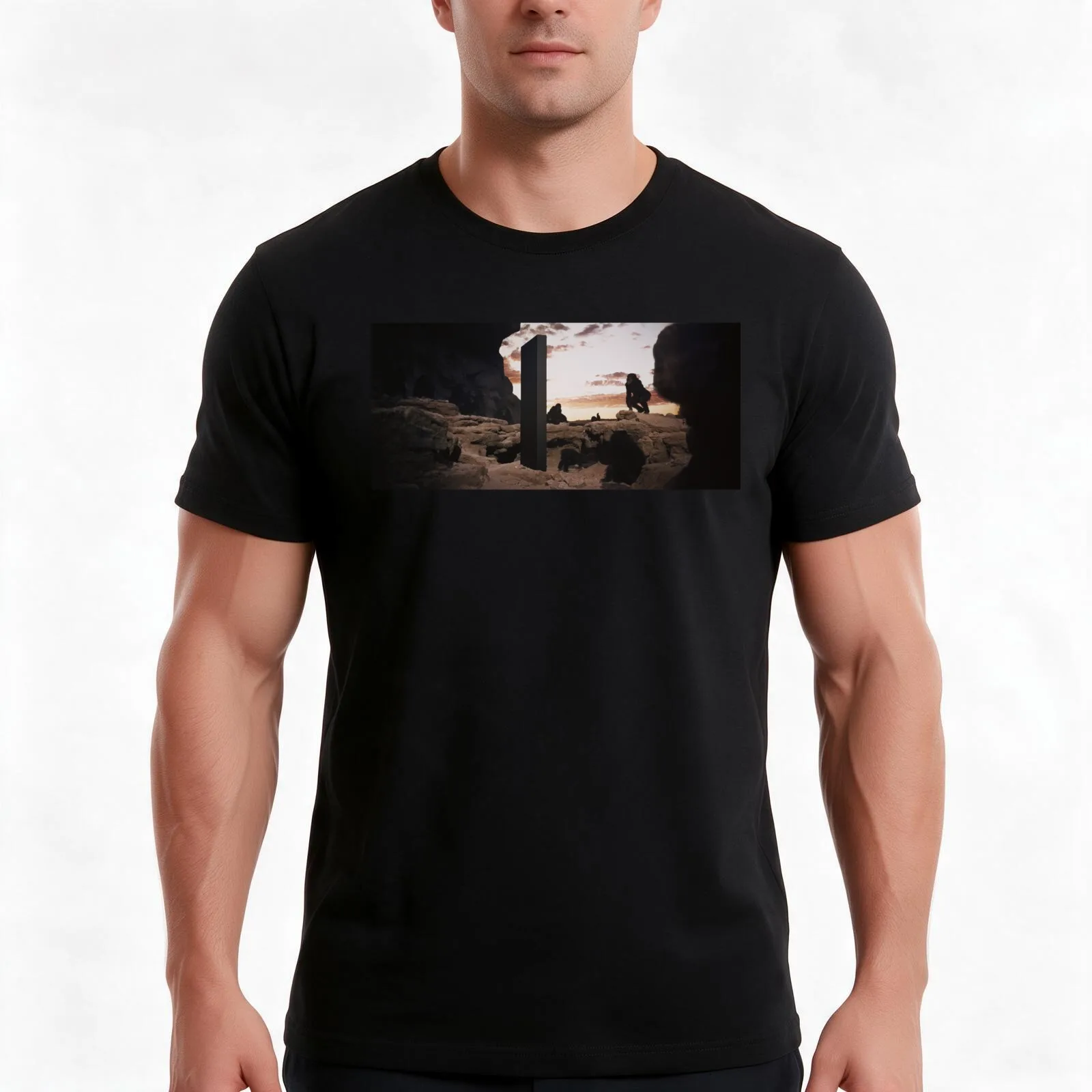 2001 Kubrick Monolith and Apes T-Shirt, Summer Casual Cotton Tee, Oversized Streetwear Tops, Vintage Graphic Print, 100% Cotton