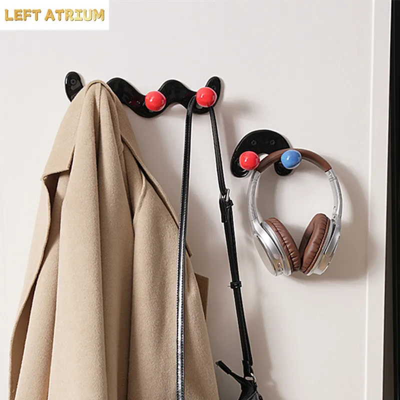 W-shaped Ceramic Hook Creative Hole Free Door Hook Storage Rack Modern Home Wall Decoration Clothes and Hats Storage Hook