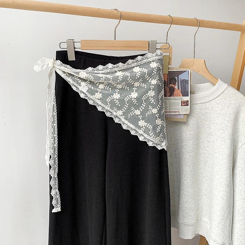 Hot Lace Triangle Short Skirt Half Skirt Women's Korean Style Layered White Small Apron Lace Stacked Ins Headscarf Butt Covering