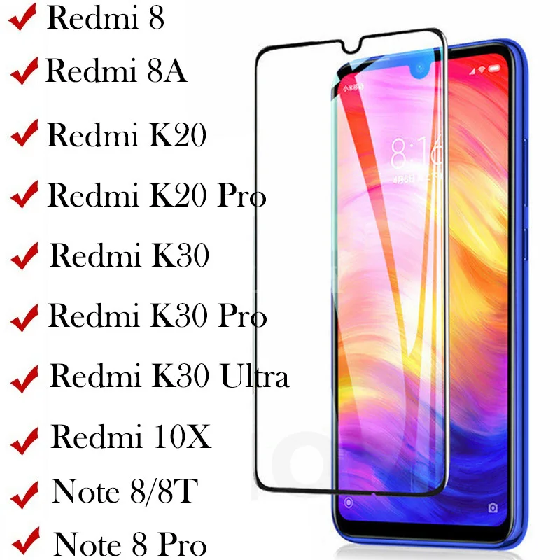 9H Full Coverage Tempered Glass For Redmi Note 8 Pro 8T Protective Hartes Glass On Redmi K30 K20 pro k 30 Ultra 8 8A 10X 5G Film