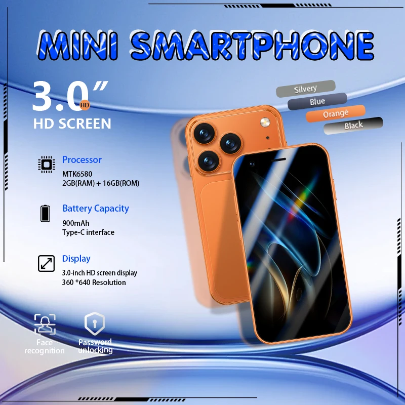 ONEMYTH Mini Smartphone with 3.0-Inch Display, 3G WCDMA, Dual SIM Cards, GPS, Facial Recognition, And Android Operating System