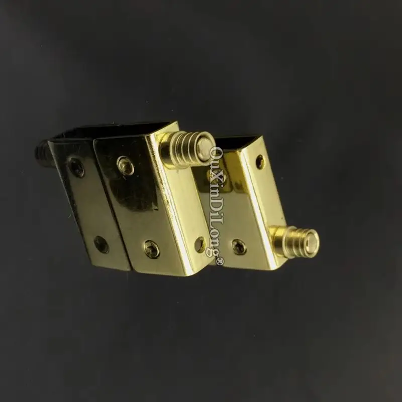 

NEW 2Pairs=4PCS Stainless Steel Gold Glass Cabinet Pivot Hinges Shopping Mall Jewelry Display Cabinet Hinges Clamps for 5~8mm