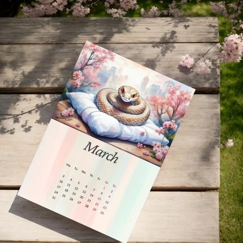 Wall Calendar 2025 12 Months Wall Monthly Calendar Wall Planner Snake Calendar Paper Planning Organizing Bright Flipping Wall