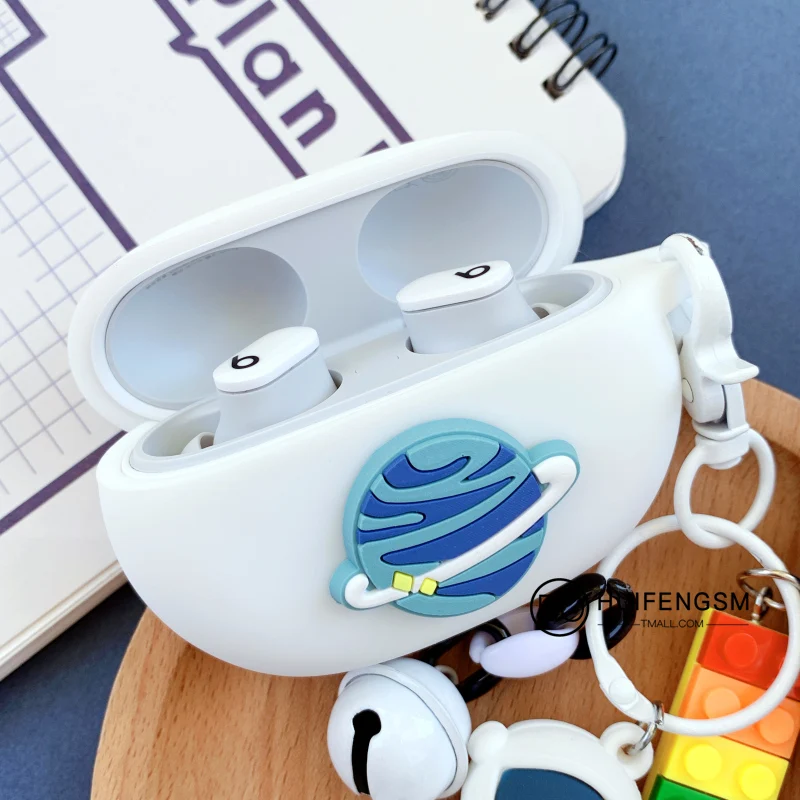 LLavero de astronauta de dibujos animados, estuche para auriculares Beats Studio Buds, Bluetooth inalámbrico, funda a prueba de golpes, caja de carga para auriculares