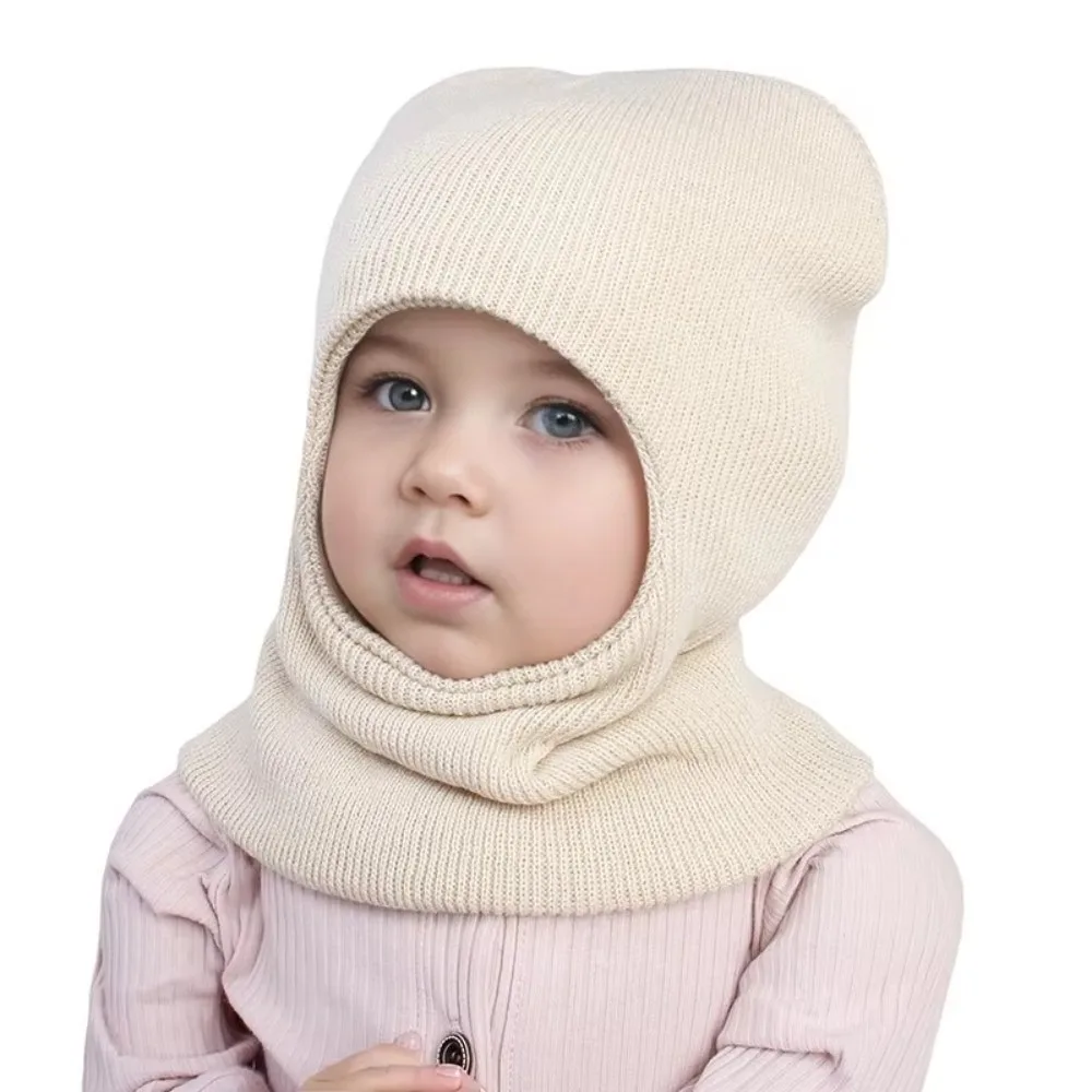 

Winter Warm Baby Balaclava Hat Knitted Woolen Beanie Cap Scarf One-Piece Toddler Neckerchief Bonnet Kids Ear Protection Hat