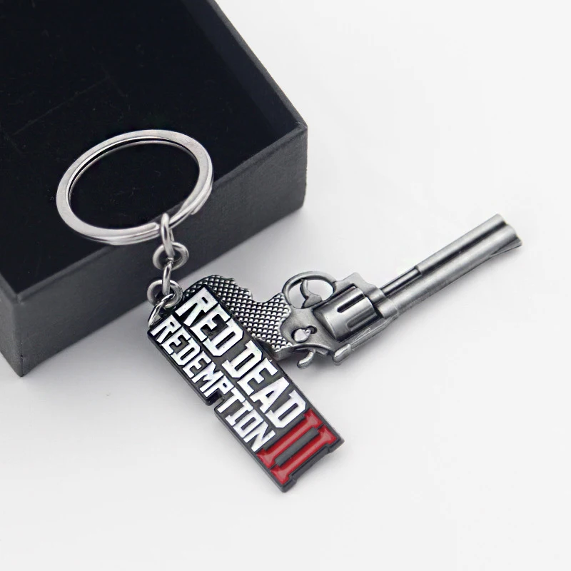 Mini Game Guns Keychain Pendant Red Dead Redemption 2 Gift Souvenirs Jewelry 3D Gun Model Key Chain Accessories Car Keyring