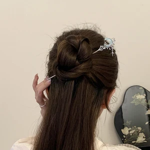 Romantic hair rod moonstone star moon metal branch chinese hair style hair accessories for girls hair jewelry 8 Main Sales Stone of the Moon - №8