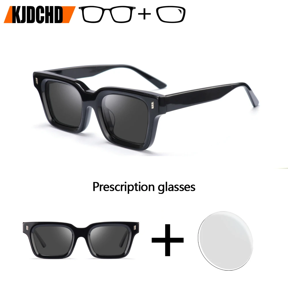KJDCHD Popular Polarized Prescription Sunglasses Trendy Ladies UV400 Protection Acetate Square Progressive Optical Sun Glass