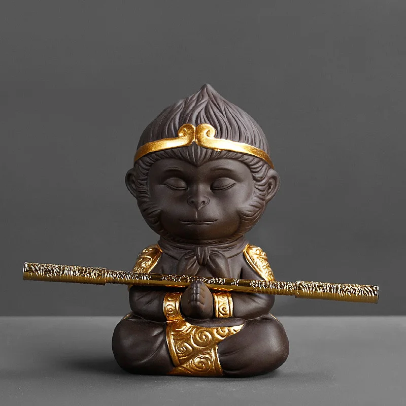 Chinese Purple Clay Kung Fu Tea Set Monkey King Tea Pet for Home Decoration Tea ceremony Purple clay accessories