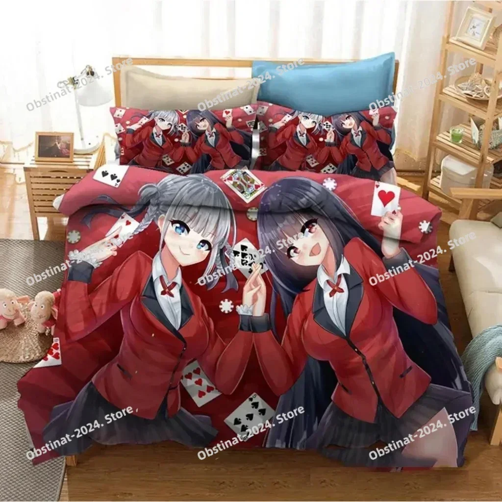 3D Anime Kakegurui Yumeko Jabami Bedding Set Printed single Comforter Quilt Duvet Cover Pillow Case 3 Pieces Set Kids Adult Size