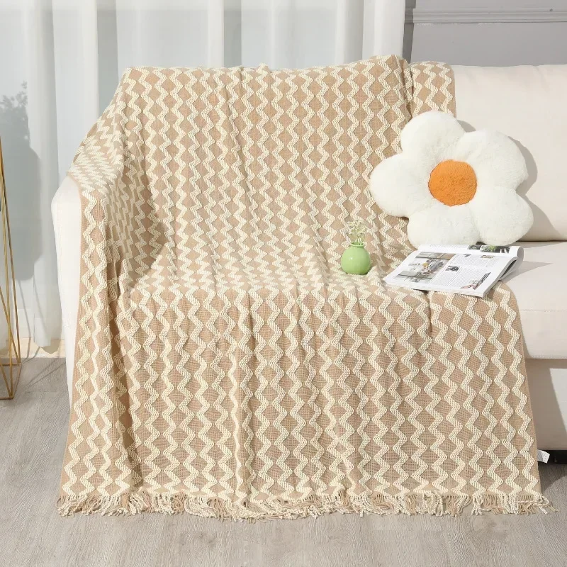 

Classic Knitted Autumn Winter Blanket with Tassel Hem Cozy Warm Blankets for Office Nap Sofa Cover Shawl Mat for Home Homestay
