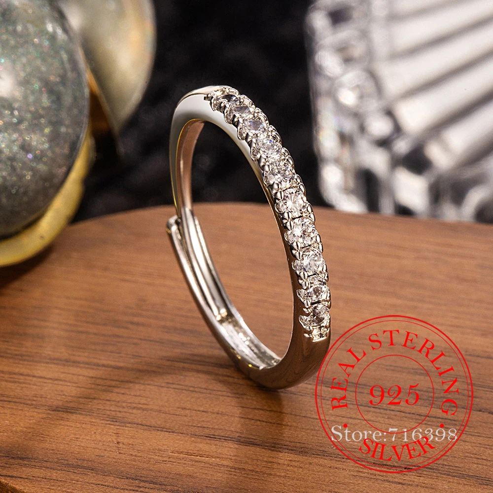 925 Sterling Silver Jewelry Luxury Crystal Open Finger Rings for Women Wedding Party Jewelry For Girls Friend Gift