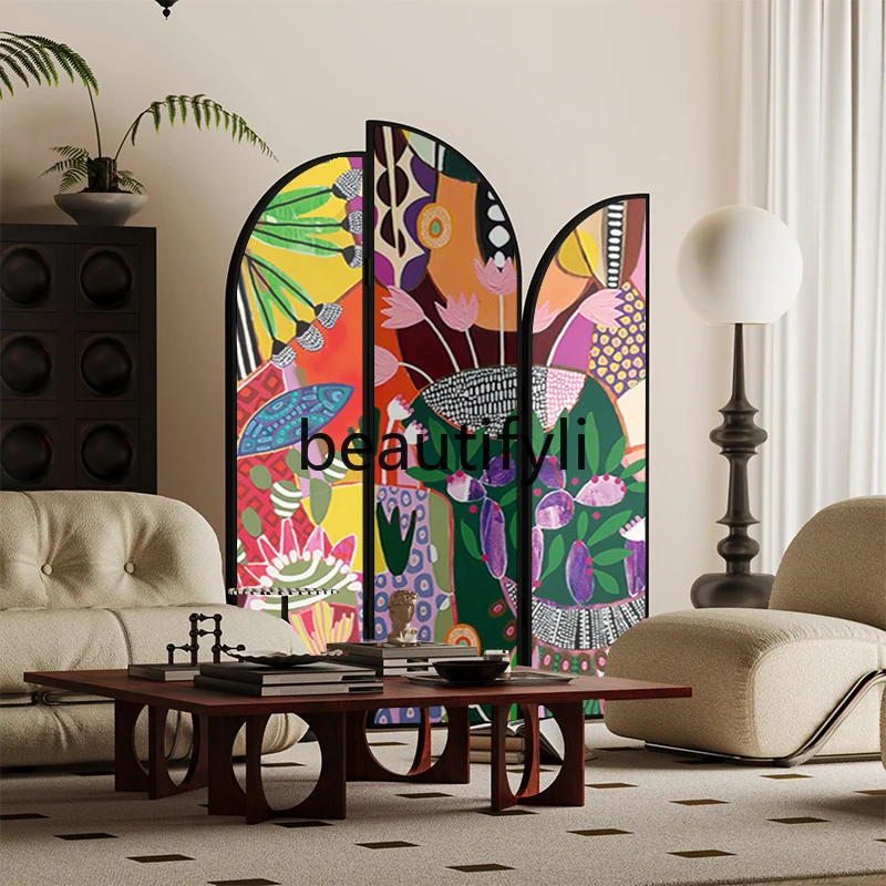 

Dopamine niche art screen partition living room bedroom decoration porch blocking foldable mobile metal screen