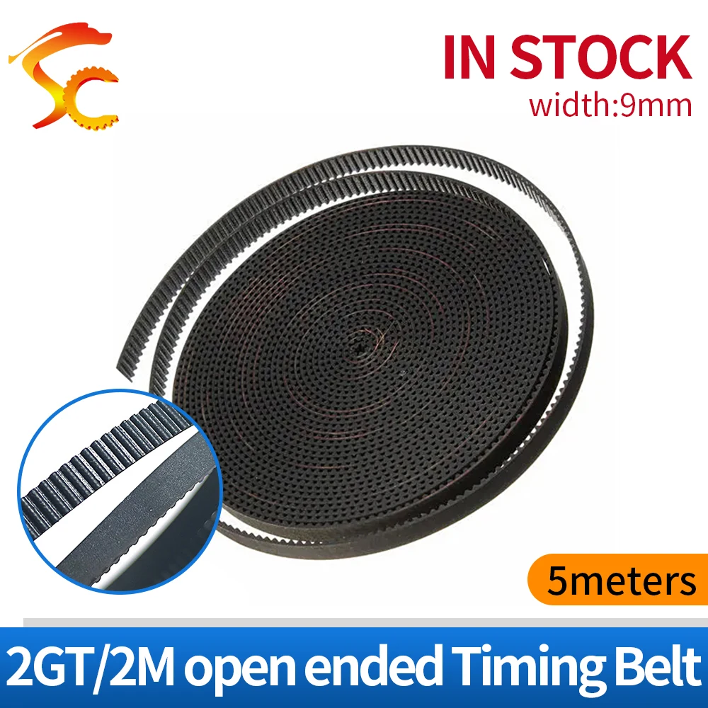 

High quality 5Meters GT2 Timing belt GT2 9MM Width 9mm rubber 2GT 9MM open belt for 3D Printer Free shipping