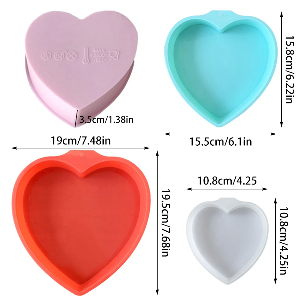 Love Cake Silicone Mold 4 Inch 6 Inch 8 Inch Heart Mousse Cake Mold Rainbow Cake Base Mold DIY Valentine\'s Day Decoration Gift