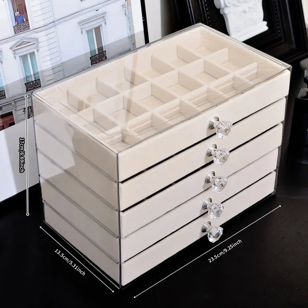 Acrylic Jewelry Organizer with 3 Drawers Stackable Display Storage Earrings Necklace Bracelets Box Holder Case &LICG