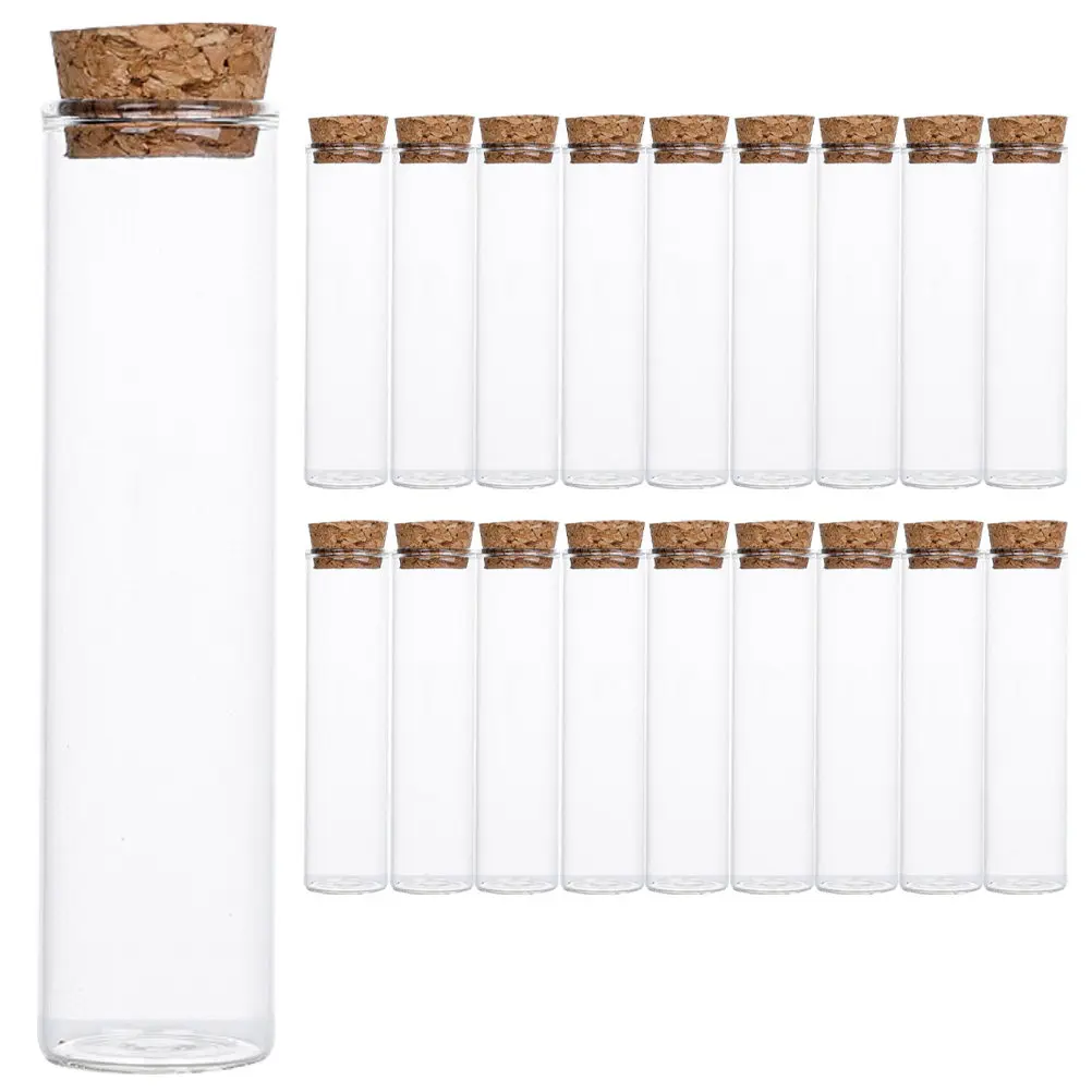 20pcs Clear Glass Drift Bottle for Lab Samples, New Year Decor, Cork Stopper, Wishing Jar & Specimen Display