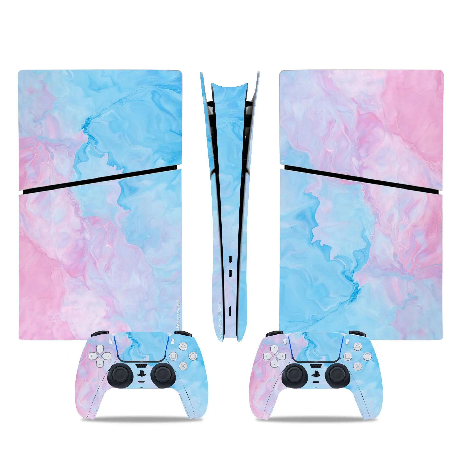 Adesivo de pele de disco de vinil, decalque para PS5, rosa, verde, onda, controlador, slim, console