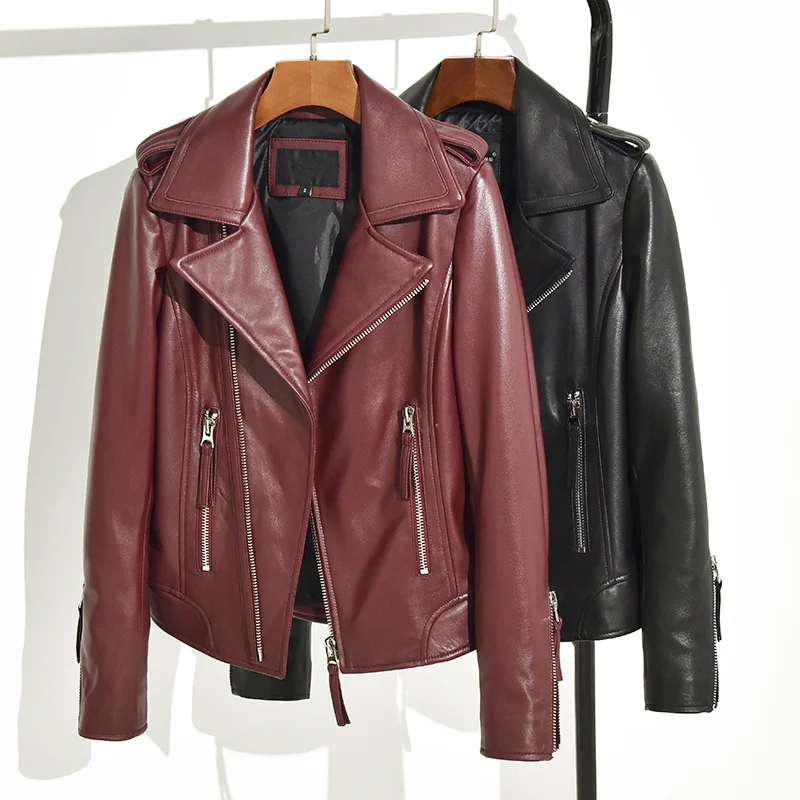 quality Brand Free shipping,2023 women Genuine leather jacket.fashion sheepskin biker clothes,casual slim leather coat