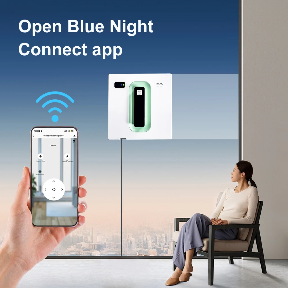 PuRuiKai Robot Electric Automatic Window Cleaning Robotic , With APP/Remote Control,With Voice Broadcast Two-way Automatic Spray