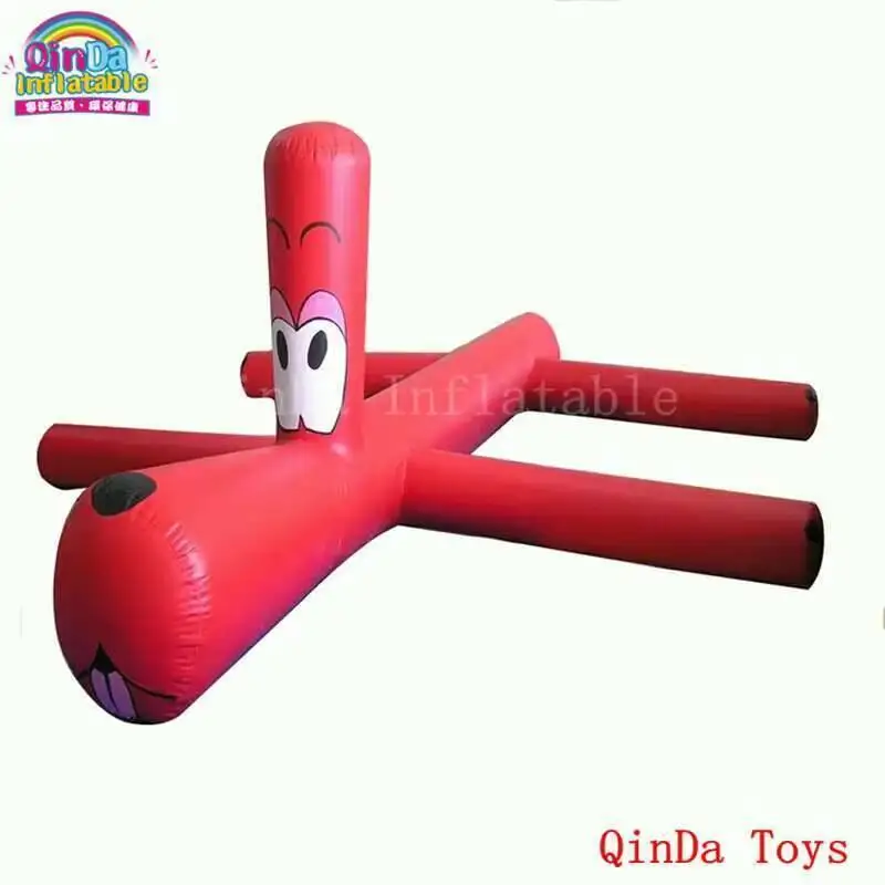 Pássaro aquático flutuante inflável com bomba de ar livre, brinquedos de piscina, parque aquático, vermelho, 3x2m
