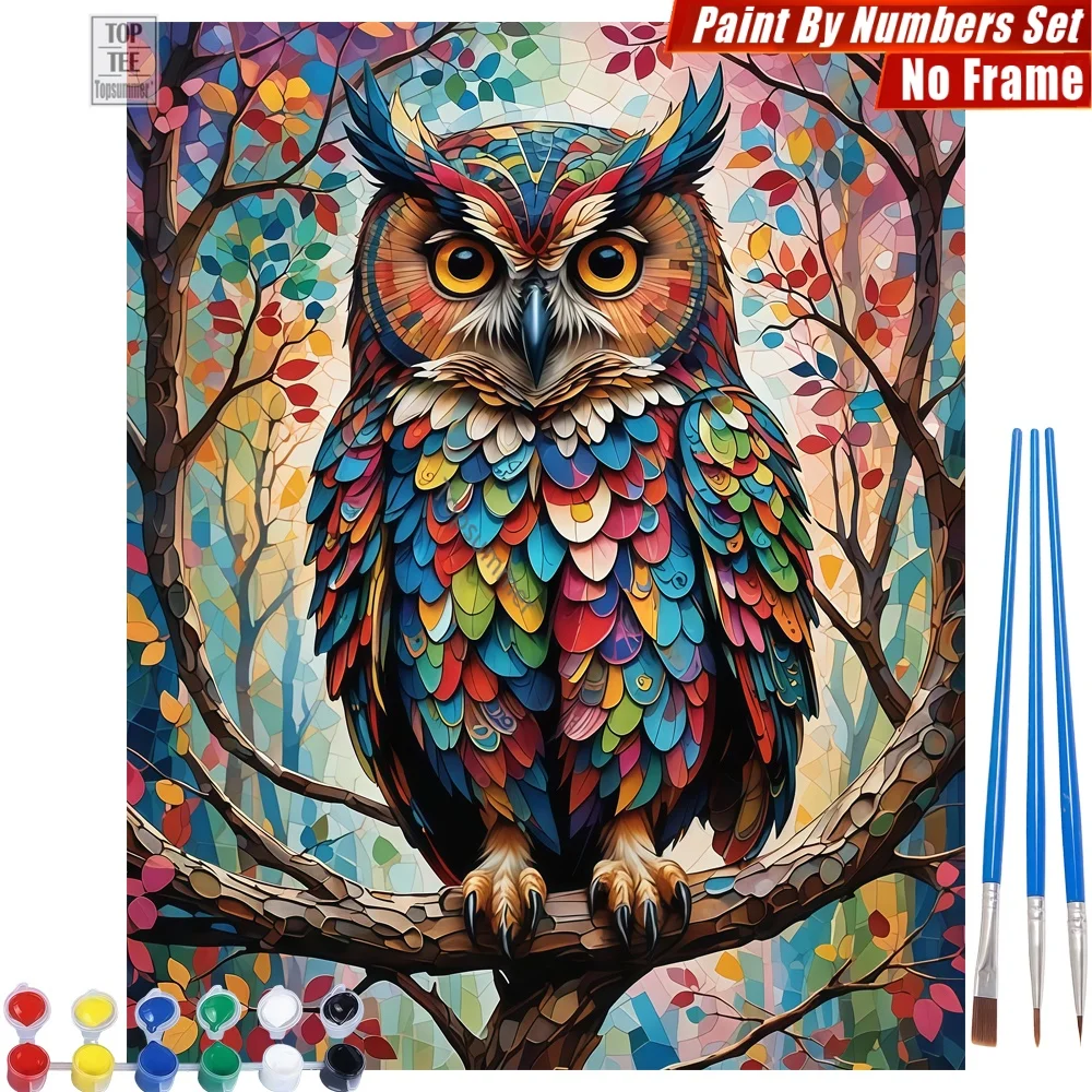 

Набор для рисования маслом «Цветная пернатая сова» (сделай сам) - Реалистичная, яркая, живая картина для творчества всей семьей, подарок на День святого Валентина для жены