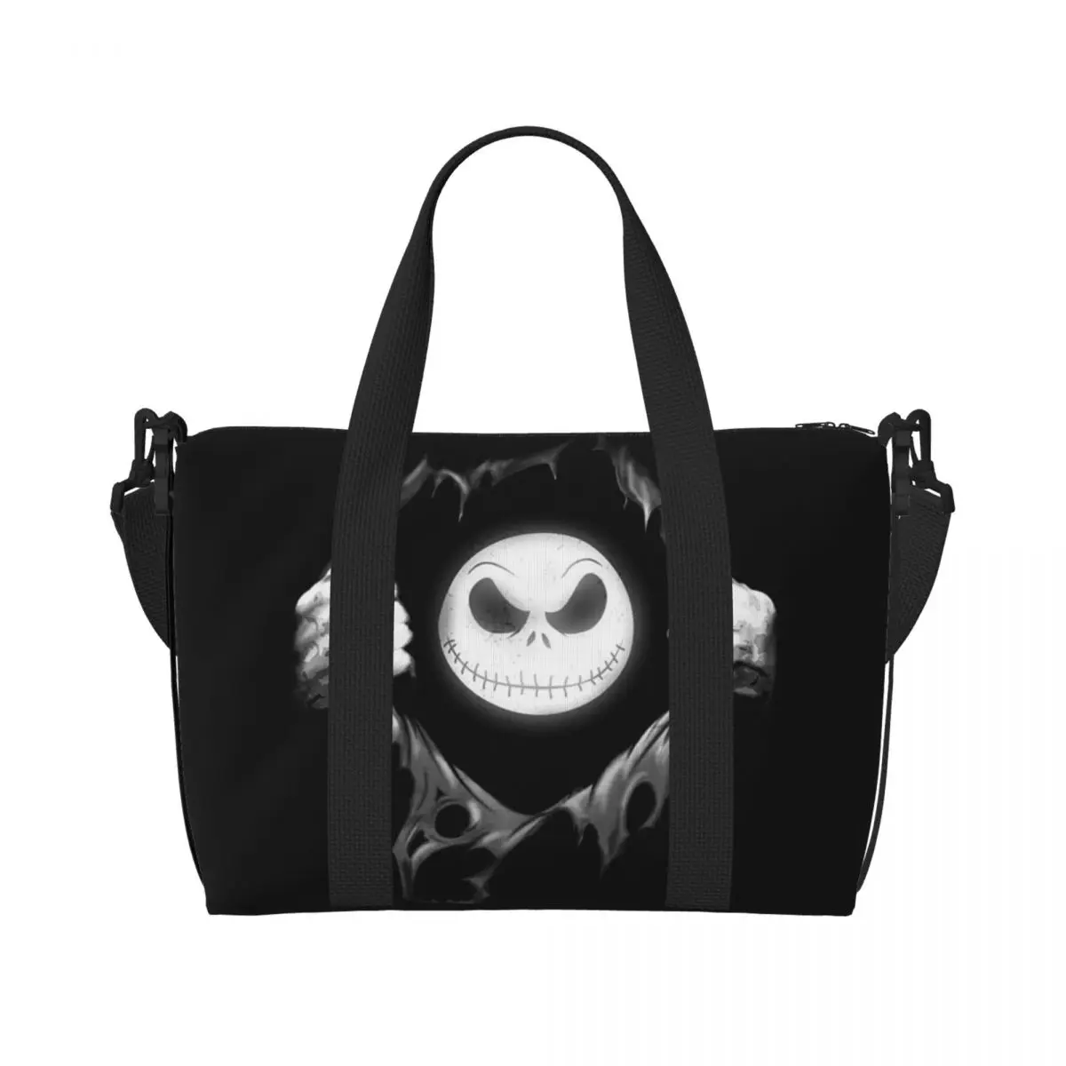 Custom Jack's Heart The Nightmare Before Christmas Tote Bag  Large Capacity Horror Movie Halloween Beach Gym Shoulder Travel Bag