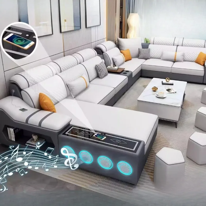 

Seats Minimalist Sofa Electric Comfortable Leather Lounge Sofa Couple Luxury Apartment Muebles Para El Hogar Furnitures