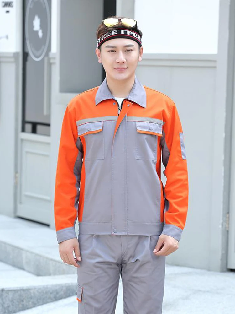 プロ仕様 多業種対応 作業服 反射材付き 長袖 ユニフォーム 工具ポケット付き メカニック 建設 修理サービス カバーオール