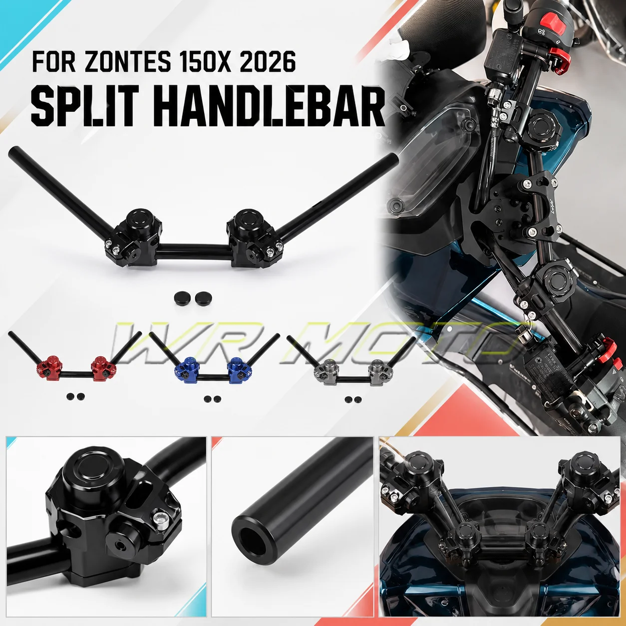 Retro Low‑Profile Adjustable Clip‑On Separate Handlebar Fit For 2026 ZONTES 150X Scooter Mod Accessories