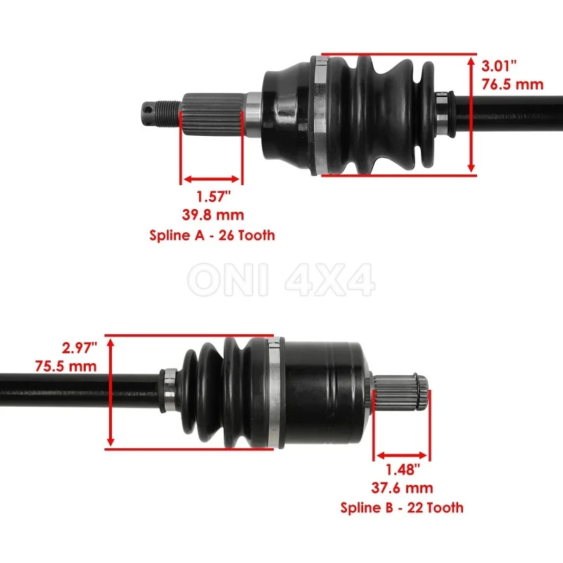 2PCS Polaris Front Left and Right CV Half Shaft Assembly for Polaris RZR XP 1000 RZR XP 4 1000 RZR S1000 1333123 1333283ATV Quad