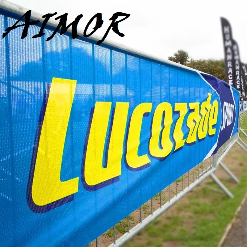 AIMOR Outdoor Custom Logo Picture Any Size Color DIY Mesh cloth Banner Windproof Rainproof Advertising Cloth Background Print