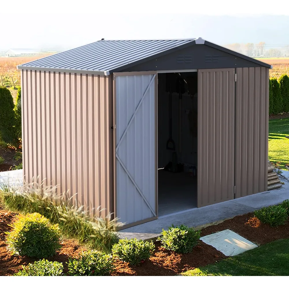 

8' x 6' Outdoor Storage Shed, Sheds & Outdoor Storage with Design of Lockable Doors, Utility and Outdoor Shed for Garden